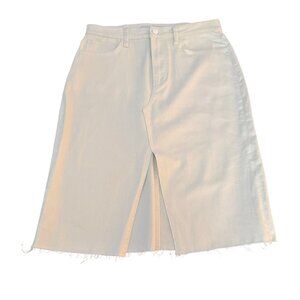 Joe's Jeans High-Rise Cream Denim Skirt Women's Frayed Hem & Front Slit Size 27